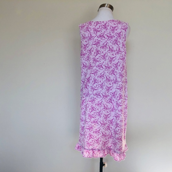 Pink Ruffled Hem and Collar Floral Nightgown Pullover Celestial Dream Large - Picture 4 of 11